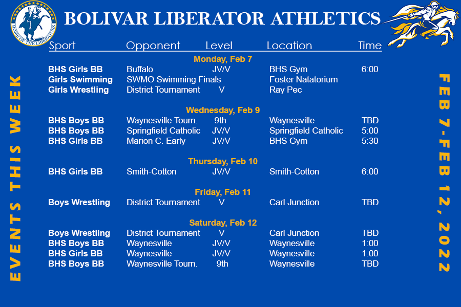 Athletic Events Feb 7-12