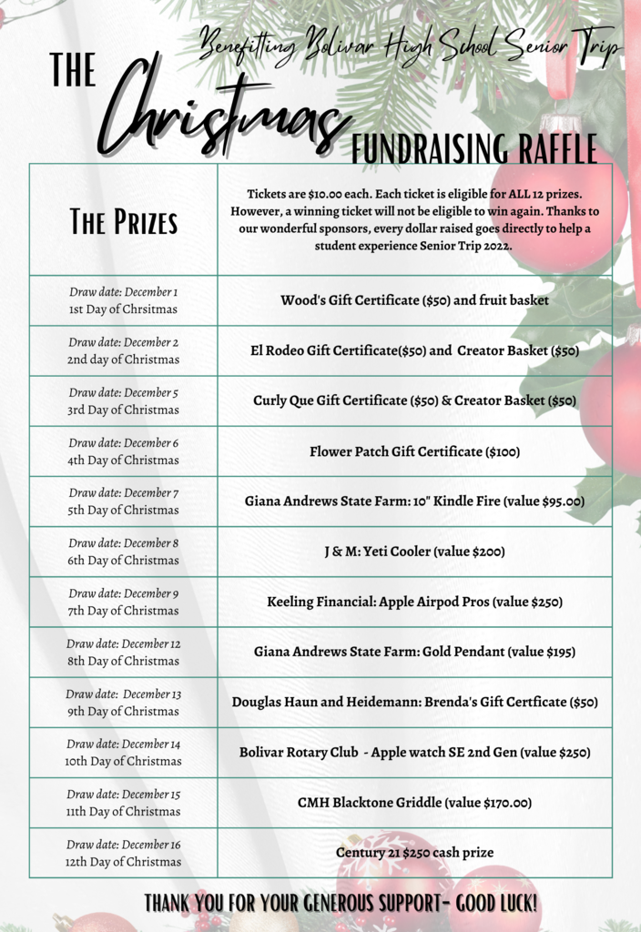 senior trip raffle